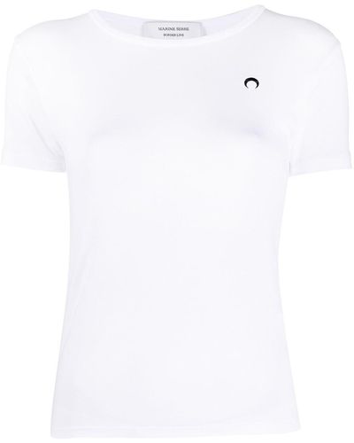 Marine Serre Embroidered Logo Slim-fit T-shirt - White