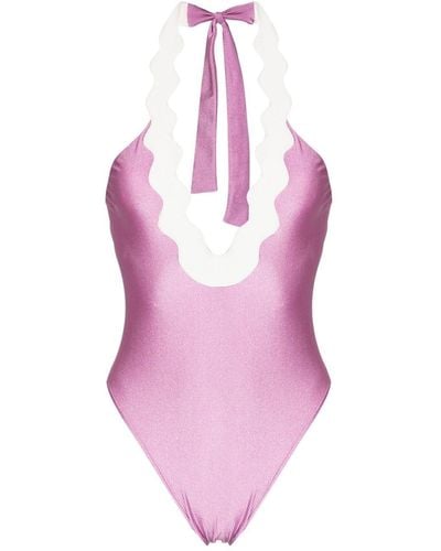 Adriana Degreas スカラップエッジ ワンピース水着 - ピンク