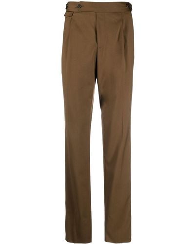 Lardini Pleated Wool Trousers - Brown