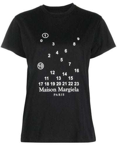 Maison Margiela T-shirt en coton à motif signature - Noir