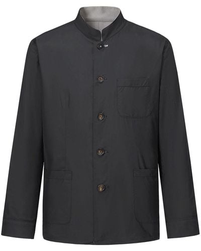 Shanghai Tang Stand Up-collar Reversible Jacket - Black
