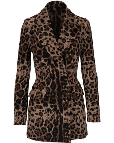 Dolce & Gabbana Blazer croisé à imprimé léopard - Noir