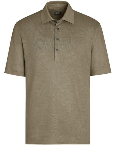 ZEGNA Linen Polo Shirt - Green