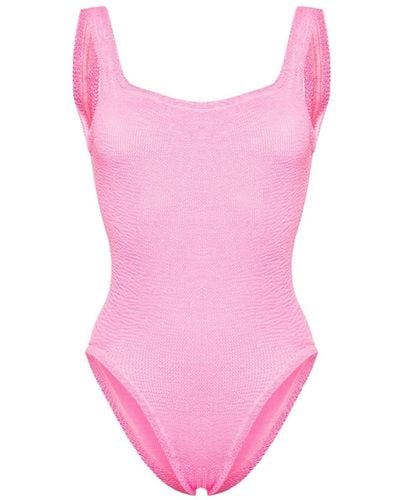 Hunza G Scoop-back Shirred Swimsuit - Pink