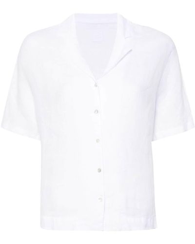 120% Lino Kurzärmeliges Hemd aus Leinen - Weiß