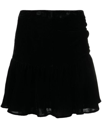 Claudie Pierlot Flared Velvet Miniskirt - Black