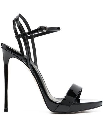 Le Silla Gwen Patent-leather Stiletto Sandals - Black