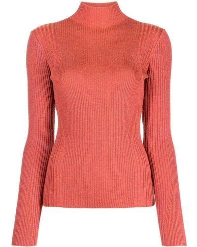 Dion Lee Ribbed-knit Mock-neck Sweater - Pink