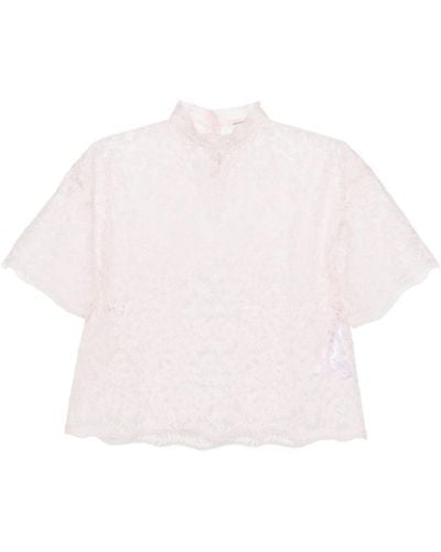 Ermanno Scervino Sheer Chantilly-lace Top - Roze