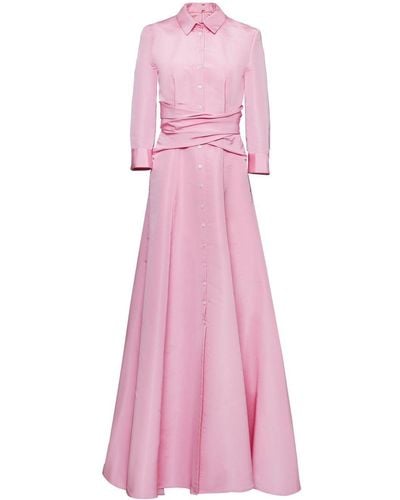 Carolina Herrera Long-sleeve Silk Gown - Pink