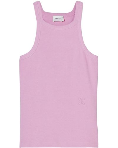 Closed Racer Fine-ribbed Tank Top - Purple