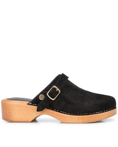 RE/DONE Buckle-detail Suede Mules - Black