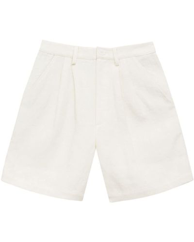 Anine Bing Carrie Pleat-detail Linen Shorts - White