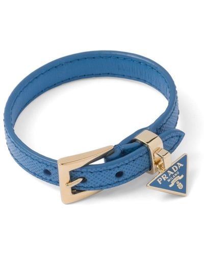 Prada Bracelet en cuir Saffiano - Bleu