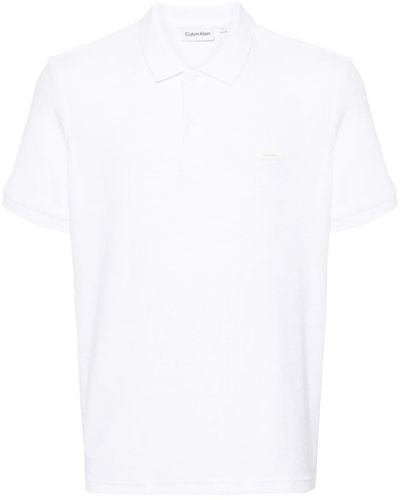 Calvin Klein Badstof Poloshirt Met Logo - Wit