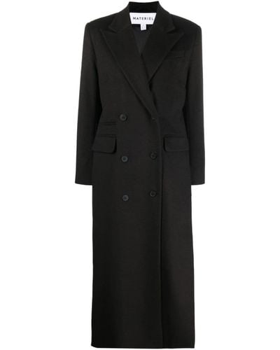 Matériel Double-breasted Wool-blend Maxi Coat - Black