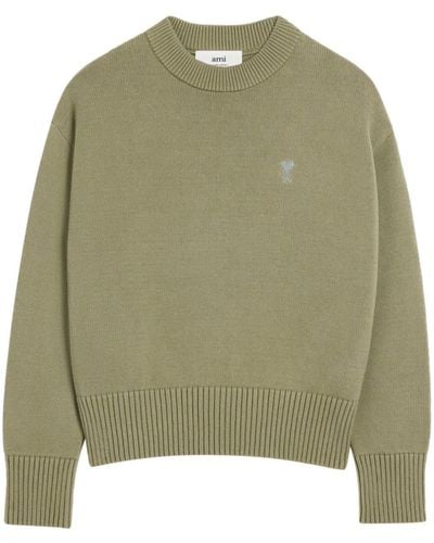 Ami Paris Ami De Coeur Cotton-blend Sweater - Green