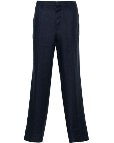 Tagliatore Pressed-crease Linen Trousers - Blue