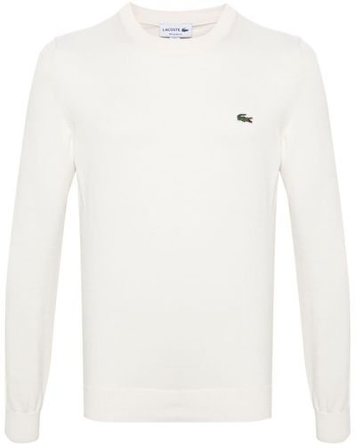 Lacoste Gerippter Pullover mit Logo-Patch - Weiß
