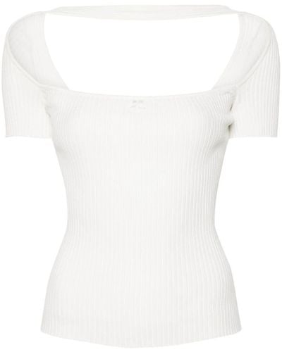 Courreges Hyperbole Ribbed-knit T-shirt - White