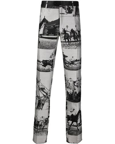 Billionaire Horse-print Slim Pants - Gray
