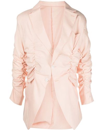 TOKYO JAMES Ruched Single-breasted Blazer - Pink