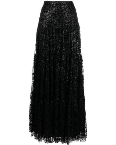 Ralph Lauren Collection Sutton Pattern-lace Sequin Maxi Skirt - Black
