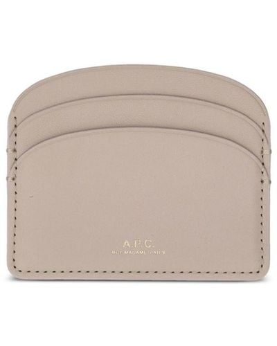 A.P.C. Logo-print Leather Cardholder - Grey