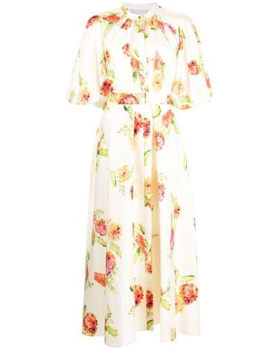 Acler Cranhurst Floral-print Midi Dress - Metallic
