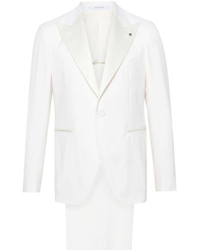 Tagliatore Satin-trim Single-breasted Suit - White