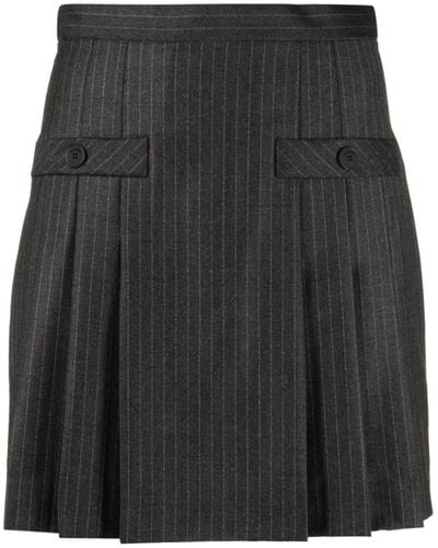 Sandro Pinstripe Pleated Skirt - Black