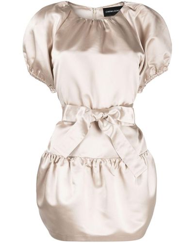 Cynthia Rowley Minikleid aus Satin mit Tulpen-Silhouette - Natur