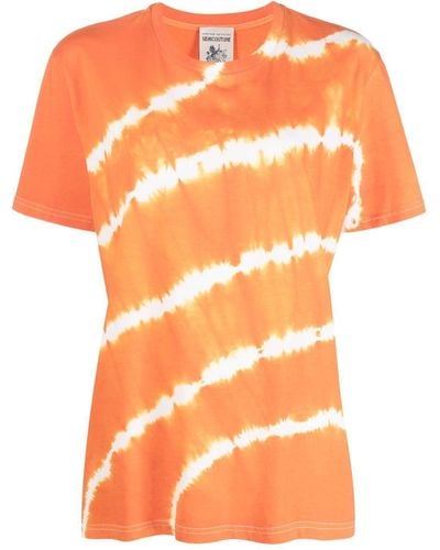 Semicouture T-shirt à imprimé tie dye - Orange