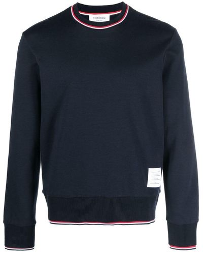 Thom Browne Crew-Neck Sweater With Application - Blue