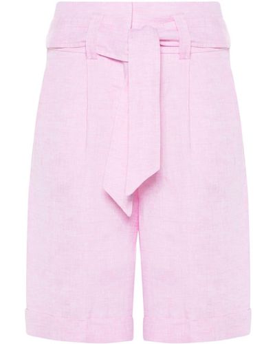 Peserico Melierte Shorts aus Leinen - Pink