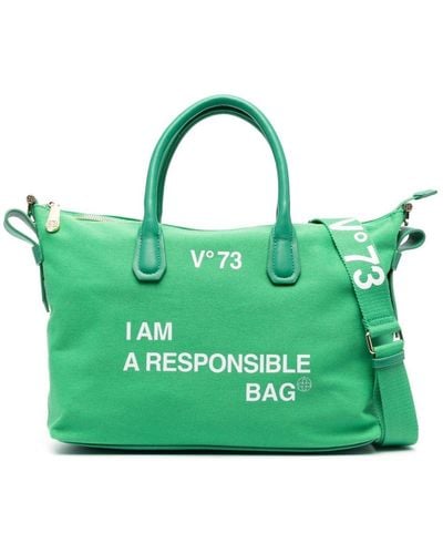 V73 Shopper Met Logoprint - Groen