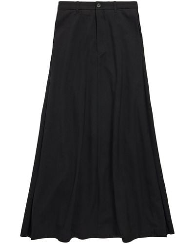 Balenciaga Wool Pleated Maxi Skirt - Black