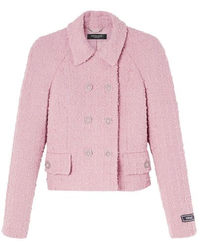 Versace Double-breasted Tweed Jacket - Pink