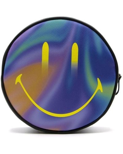 Seletti Smile-face Print Circular-design Wallet - Blauw