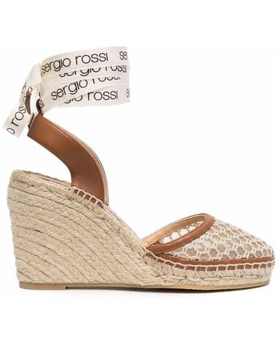 Sergio Rossi Lace-up Wedge Sandals - Multicolor