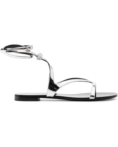 Alexandre Vauthier Crystal-embellished Flat Sandals - White