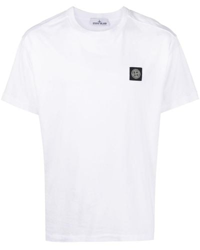 Stone Island T-Shirt aus Baumwoll-Jersey mit Logoapplikation in Stückfärbung - Weiß