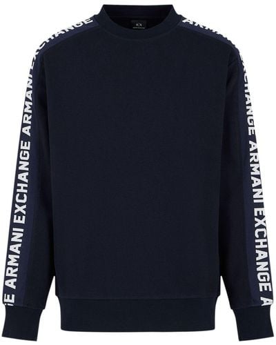 Armani Exchange Sweater Met Logostreep - Blauw