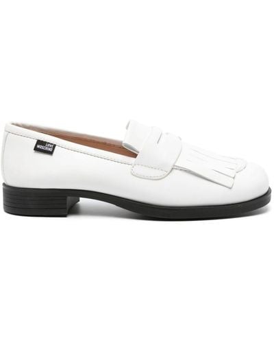 Love Moschino Tassel-embellished Leather Loafers - White