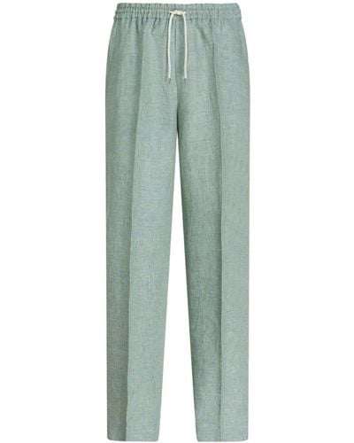 Etro Pantalon en lin à coupe droite - Vert