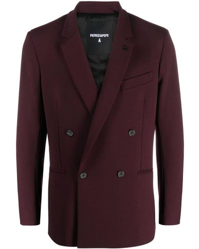 Patrizia Pepe Blazer croisé à revers crantés - Rouge