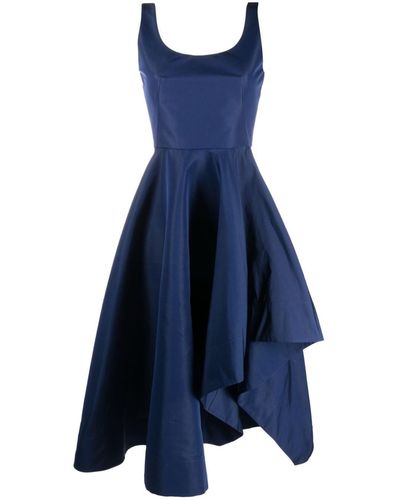 Alexander McQueen Asymmetric Draped Midi Dress - Blue