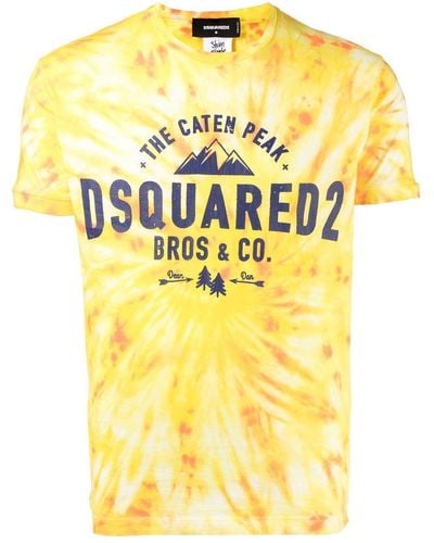 Stain Shade Logo-print Tie-dye T-shirt - Yellow