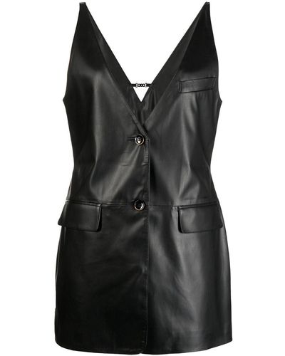 Goen.J Faux-leather Sleeveless Mini Dress - Black