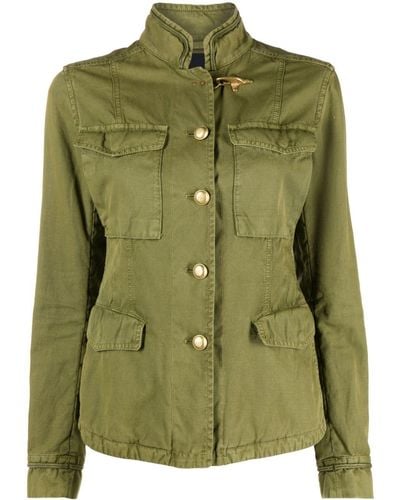 Fay Sahariana Canvas Military Jacket - Green
